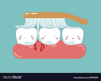 Brushing make hurt gum and teeth teeth and tooth vector image