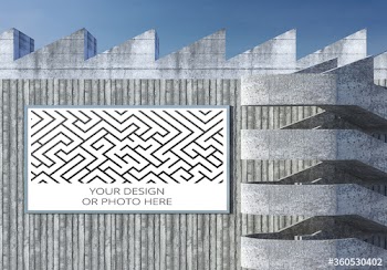 Brutalist Architecture Wall Horizontal Billboards Mockup