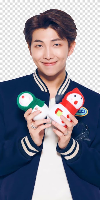 BTS BTS X LG MERRY CHRISTMAS, Kim Namjoon in blue varsity jacket transparent background PNG clipart