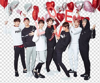 BTS, group of man holding balloons transparent background PNG clipart