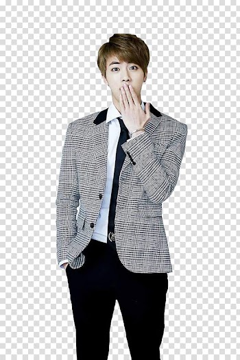BTS JIN Birthday, man in gray blazer transparent background PNG clipart