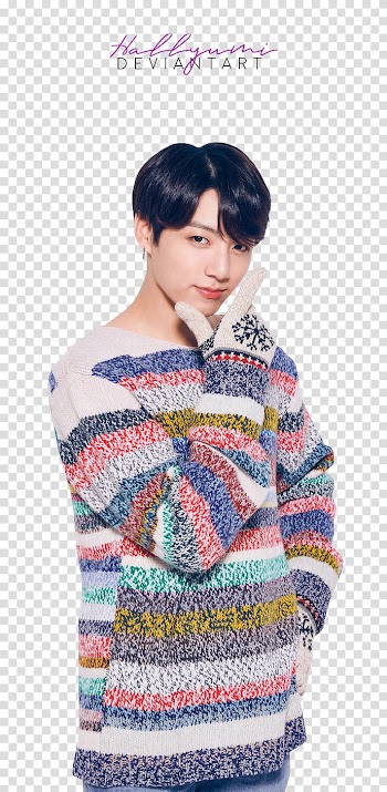 BTS LG Christmas, man wearing striped sweatshirt transparent background PNG clipart
