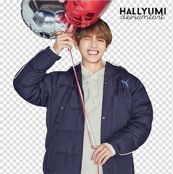 BTS, man holding red and gray balloon transparent background PNG clipart