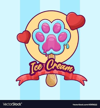 bubble gum ice cream label with paw shape