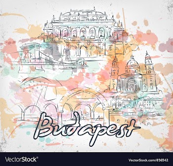 Budapest doodles with grunge vector image