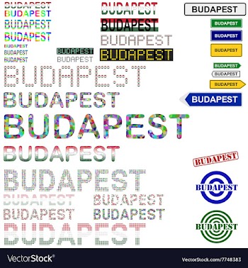 Budapest text design set vector image