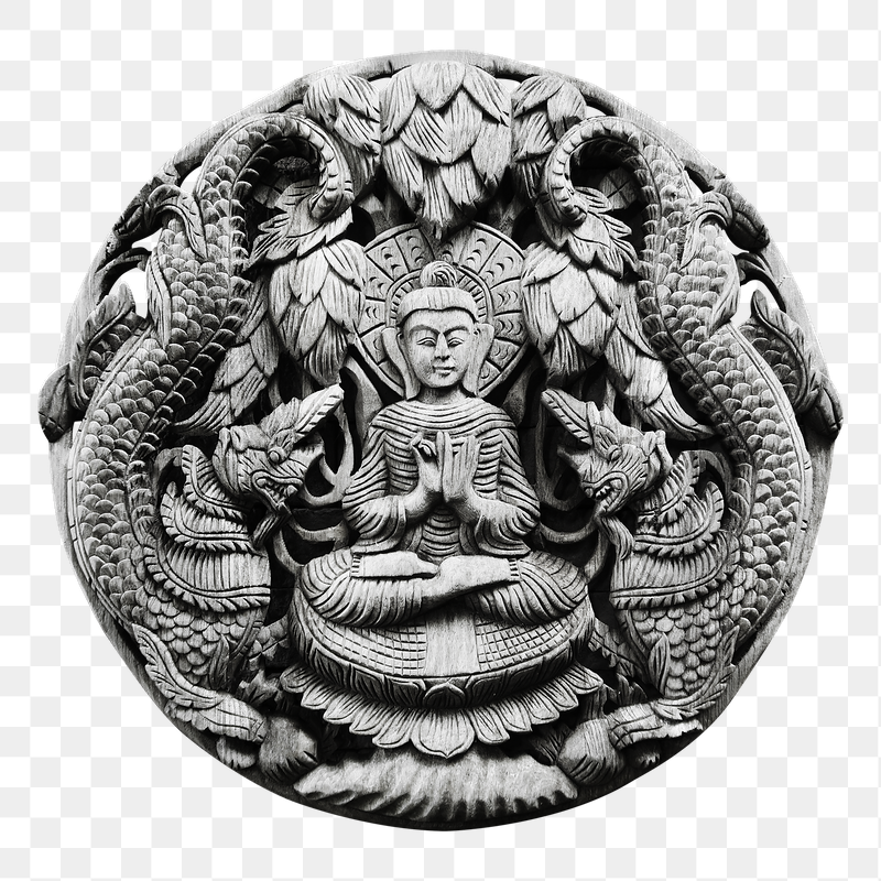 Buddha carving badge png sticker, | Free PNG - rawpixel