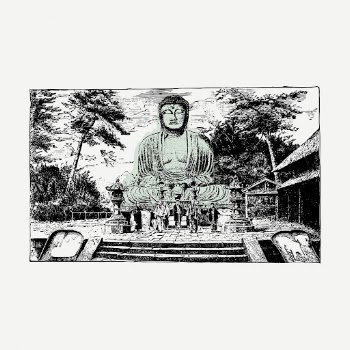 Buddha statue drawing, Kamakura Daibutsu | Free PSD - rawpixel