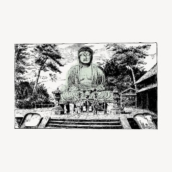 Buddha statue hand drawn, Kamakura | Free Vector Illustration - rawpixel