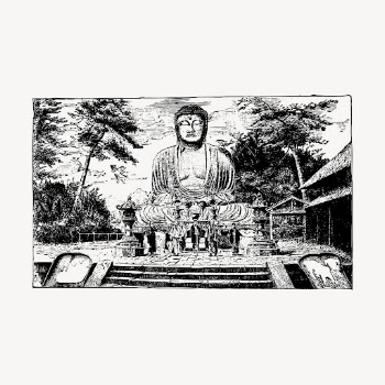 Buddha statue hand drawn, Kamakura | Free Vector Illustration - rawpixel