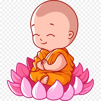 Buddhism Cartoon Buddha's Birthday Vesak - Cartoon monk lotus seat 