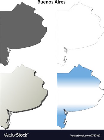 Buenos Aires blank outline map set vector image