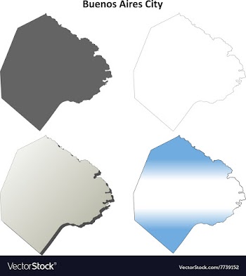 Buenos Aires City blank outline map set vector image