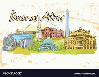 Buenos aires doodles with grunge background vector image