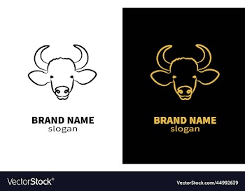 buffalo head line art bull logo design