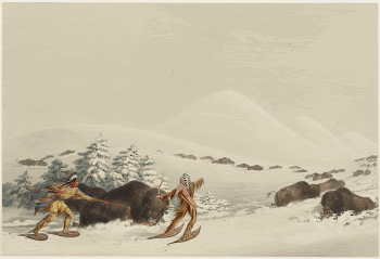 Buffalo Hunt, On Snow Shoes. | Free Photo - rawpixel