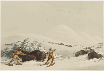 Buffalo Hunt, On Snow Shoes | Free Photo - rawpixel