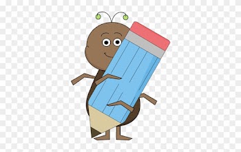 Bug Using Pencil - Cute Clipart For School