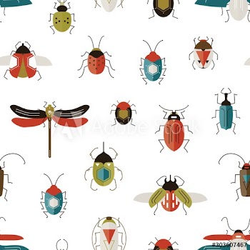 Bugs colorful vector seamless pattern