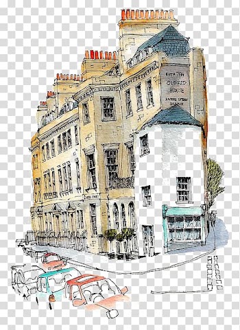 Building , Architecture Watercolor painting Drawing Urban Sketchers Sketch, Retro Building transparent background PNG clipart