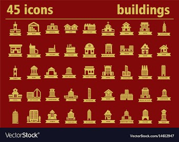 Building icons city and industrial buildings vector image