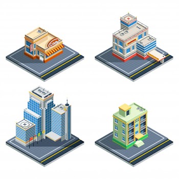 Building isometric icon set