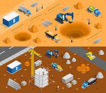 Building site banners set Free Vector