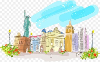 Building Watercolor painting Illustration - Statue of Liberty Watercolor 