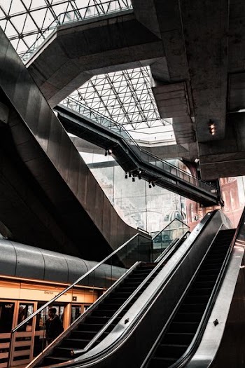 building with escalator inside