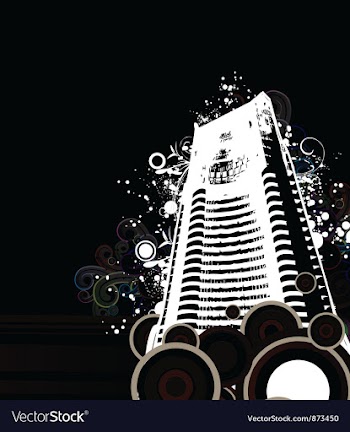 Building with floral vector image