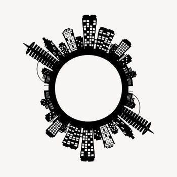 Buildings silhouette frame clipart, circle | Free Vector - rawpixel