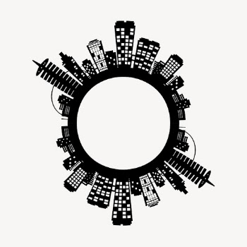 Buildings silhouette frame collage element, | Free PSD - rawpixel