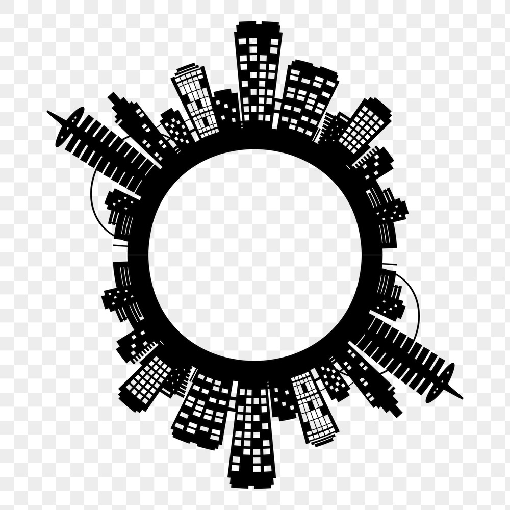 Buildings silhouette png frame sticker, | Free PNG - rawpixel