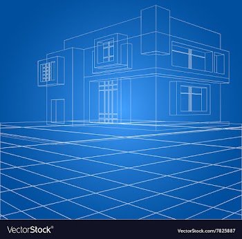 Built scene wireframe vector image