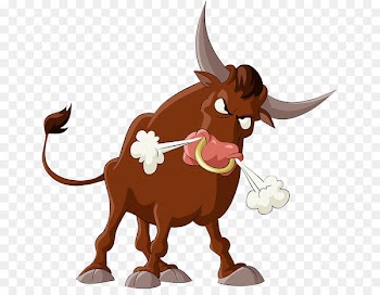 Bull Cattle Cartoon Illustration - Red Bull 