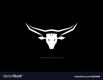 bull head with creative horn logo