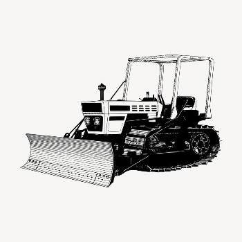 Bulldozer clipart, vintage hand drawn | Free Vector - rawpixel