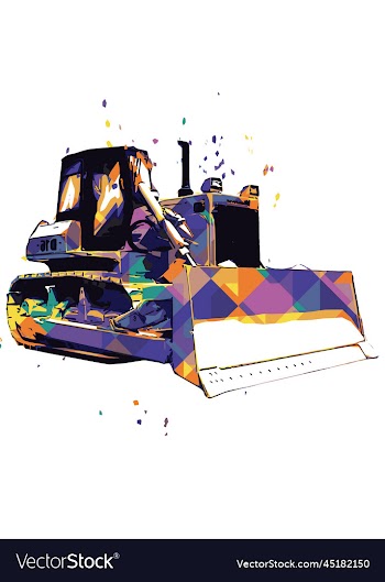 bulldozer geometric colorful poster image