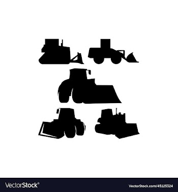 bulldozer set silhouette icon logo