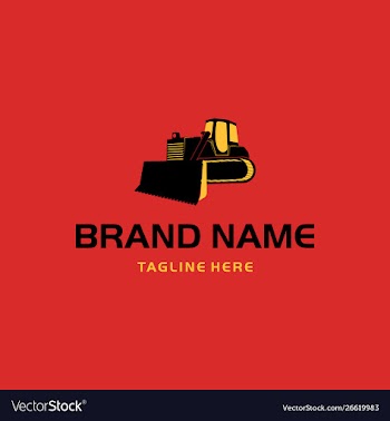 Bulldozer tractor logo design vector image