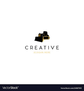 Bulldozer transportation construction logo vector image
