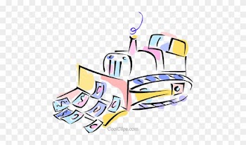 Bulldozer With Money Royalty Free Vector Clip Art Illustration - Bulldozer With Money Royalty Free Vector Clip Art Illustration