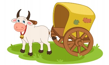 Bullock cart cartoon vector illustration Free Vector