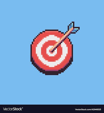 bullseye target and arrow pixel art