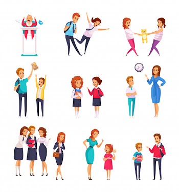 Bullying children cartoon set Free Vector
