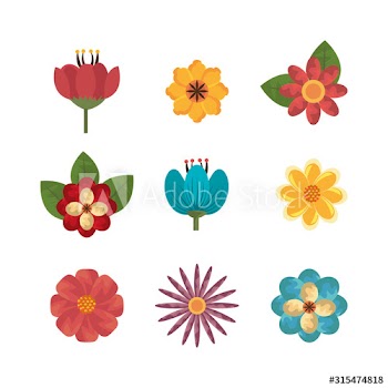 bundle of flowers naturals icons design