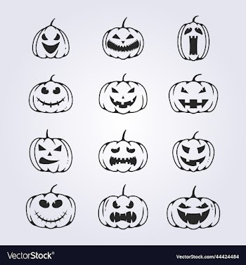 bundle of halloween pumpkins scary and funny face
