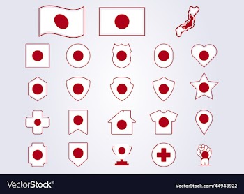 bundle of japan icon flag japanese symbol sign