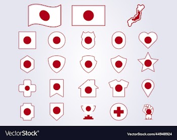 bundle of japan icon flag japanese symbol sign