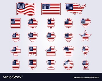 bundle of usa united states of america icon flag